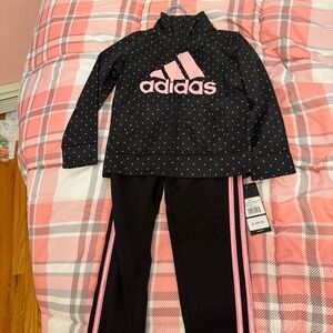Adidas Black Tracksuit with Pink Polka Dots Details